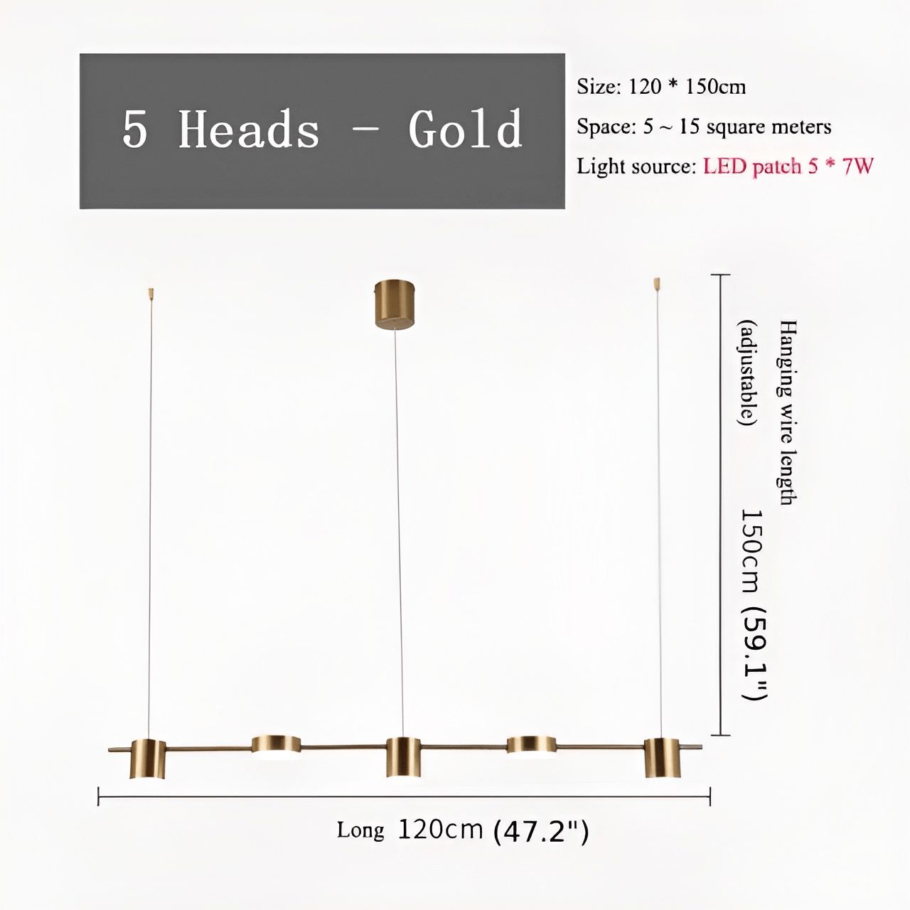 Mirodemi® Minimalistic Black/Gold LED Pendant Lamps for Kitchen Island, Restaurant