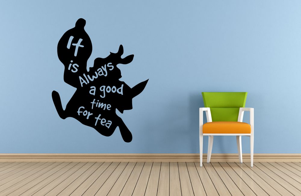 Alice in Wonderland Quotes Vinyl Wall Sticker Decal - Always Good Time For Tea Alice in Wonderland Cartoon