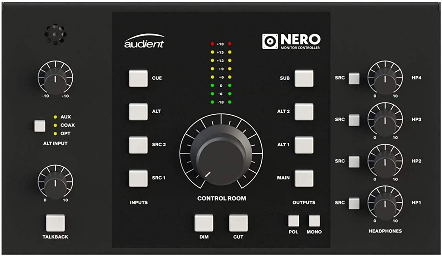 Audient Audio Nero Desktop Monitor Controller with Samson Stereo Headphones and XLR Mic Cable
