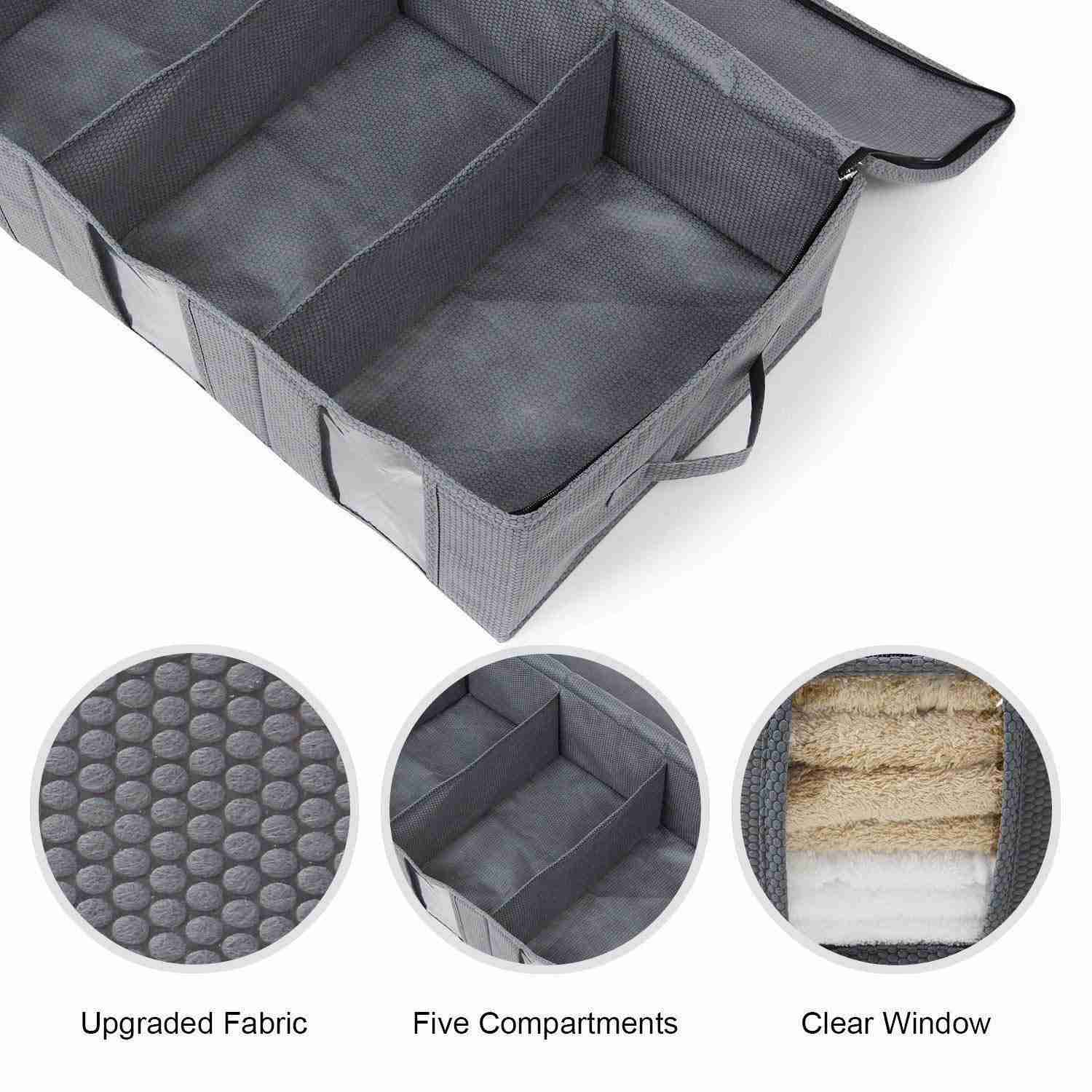 Lifewit Large Capacity Under Bed Storage Bag with 5 Clear Windows, Set of 2, Grey