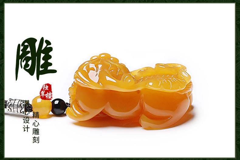 Huanglong Jade Bawang Pi Xiu Pendant - Unisex Jade Necklace with Certificate (7-6)