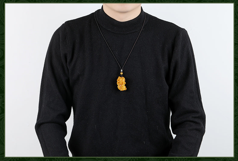 Huanglong Jade Bawang Pi Xiu Pendant - Unisex Jade Necklace with Certificate (7-6)