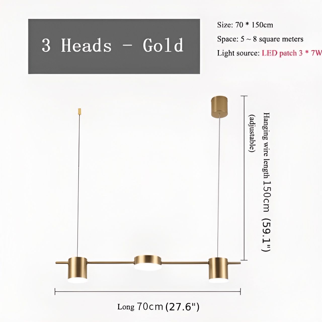 Mirodemi® Minimalistic Black/Gold LED Pendant Lamps for Kitchen Island, Restaurant