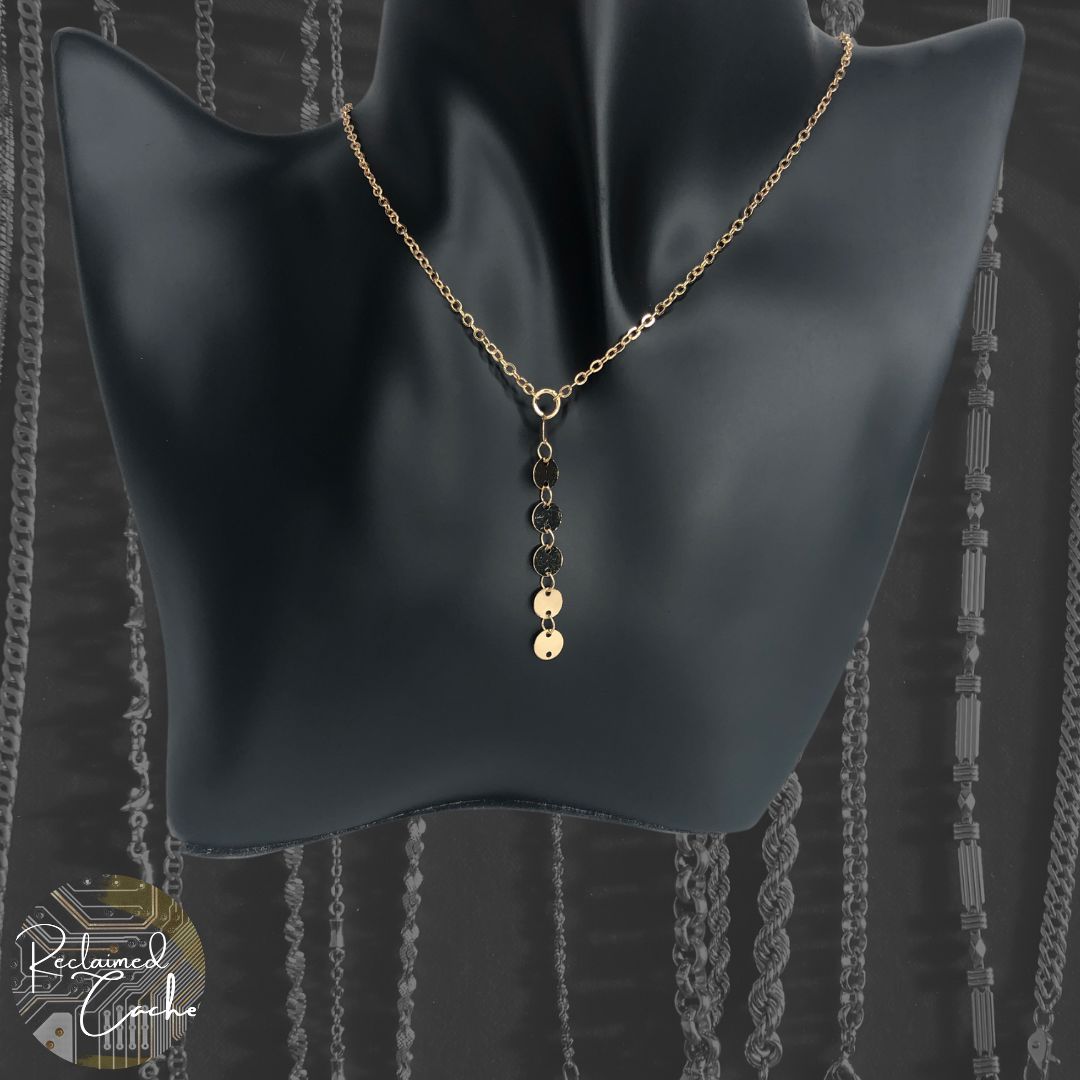 Gold Simple Disc Y Necklace