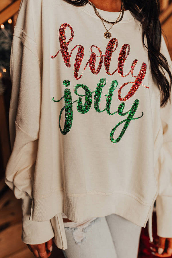 Holly Jolly Oversized Sequin Sweatshirt