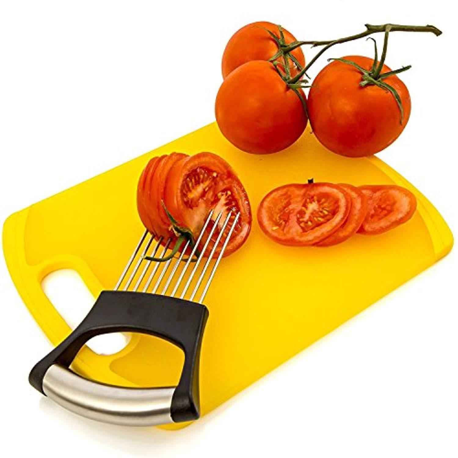 Hulless Stainless Steel Onion Holder & Vegetable Slicer - Multipurpose Kitchen Tool