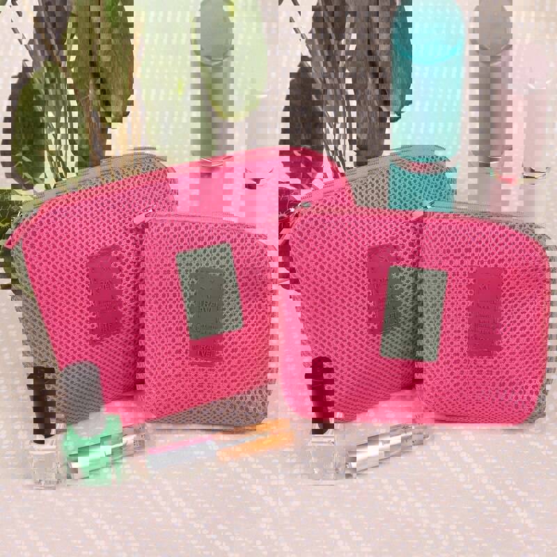 Lkblock Fashion Travel Zipper Cosmetic Bag for Women with USB Data Cable and Headset Storage