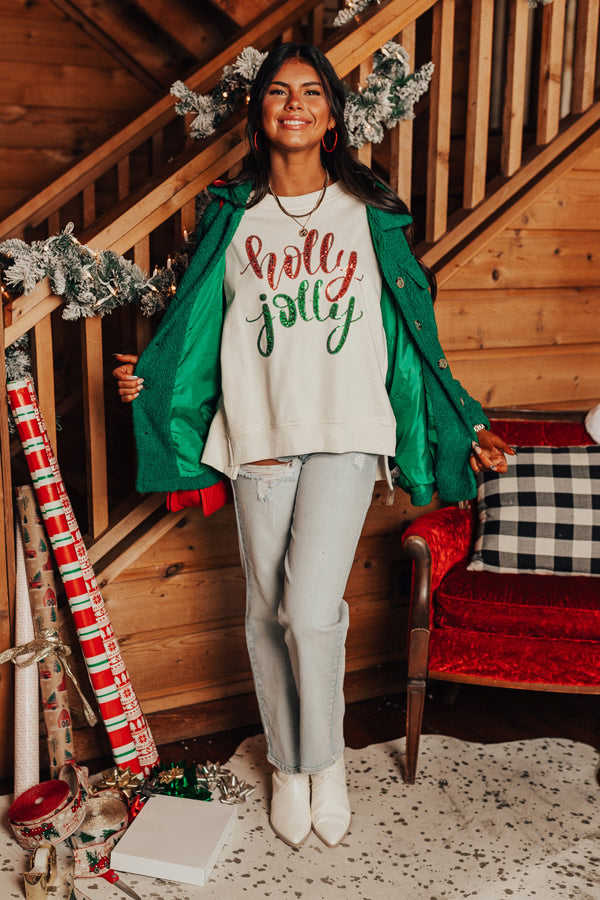 Holly Jolly Oversized Sequin Sweatshirt