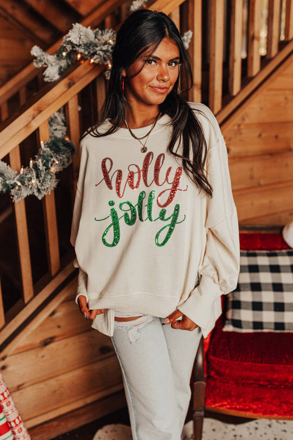 Holly Jolly Oversized Sequin Sweatshirt