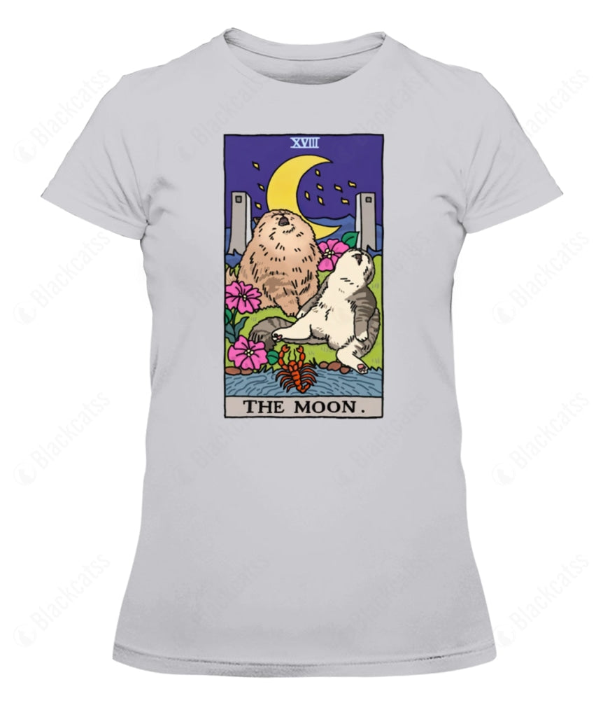 Sad Cat Meme The Moon Tarot Graphic T-Shirt