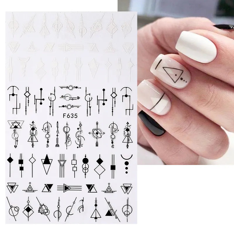SRline 1PCS 3D Laser Heart Letter Nail Sticker Nail Art Decoration