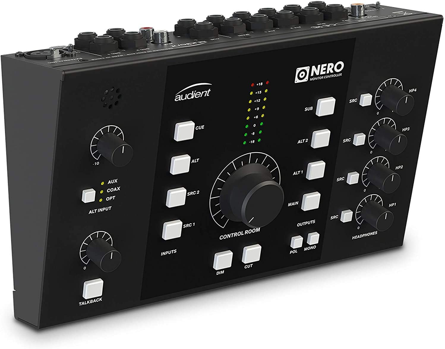 Audient Audio Nero Desktop Monitor Controller with Samson Stereo Headphones and XLR Mic Cable