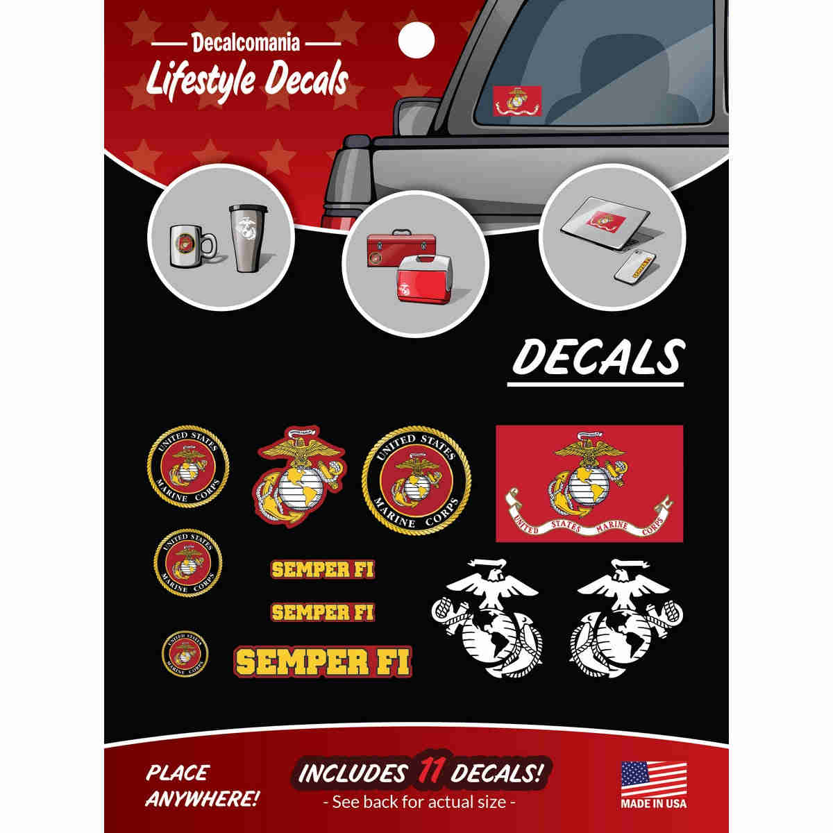U.S. Marine Corps Decal Pack - 11 High-Quality Stickers