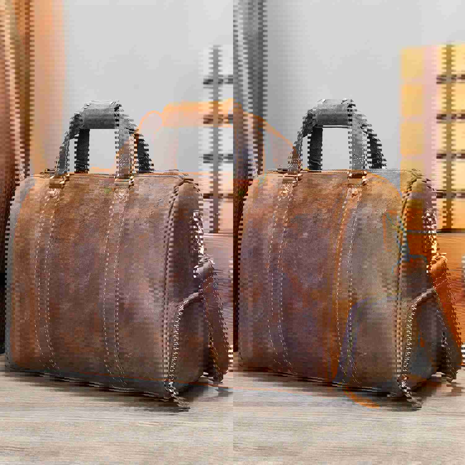 Crazy Horse Leather Men's Travel Bags - Large Capacity Fitness & Outdoor Handbags