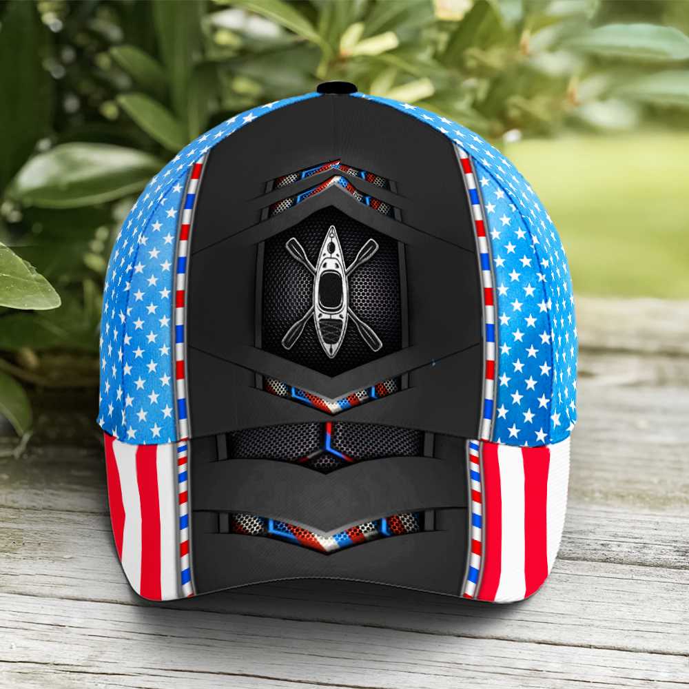 US Flag Kayaking Baseball Cap for Kayak Lovers - Future Tech Style