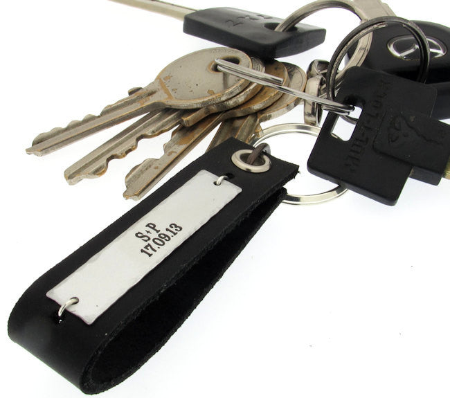 Personalized Leather Keychain for Men - Custom Engraved Gift