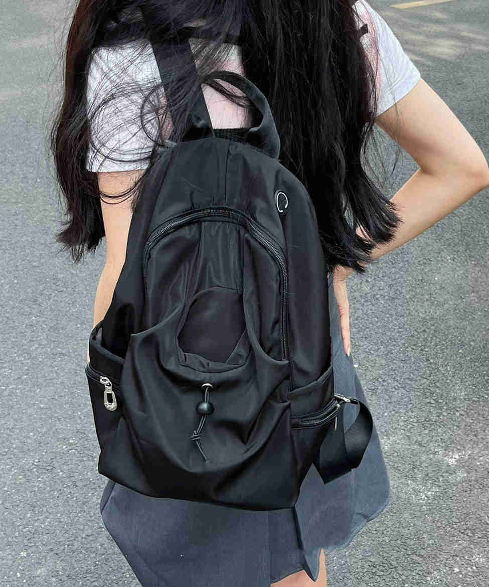 Simple Black Large Capacity Versatile Backpack Bag
