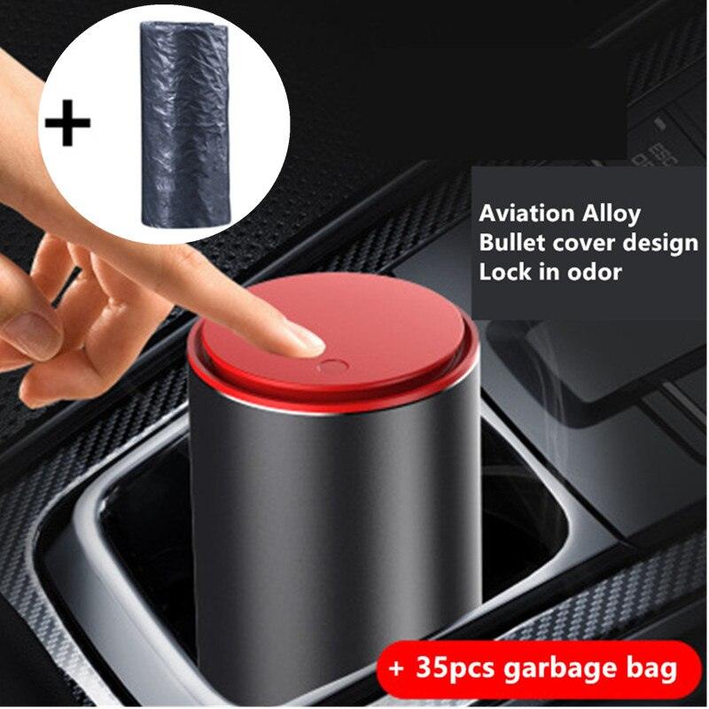 Car Trash Can Alloy Garbage Can Car Dustbin Waste Rubbish Bin Storage Holder Bag