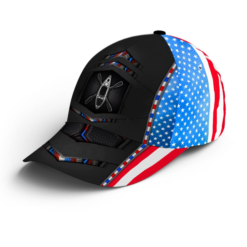US Flag Kayaking Baseball Cap for Kayak Lovers - Future Tech Style