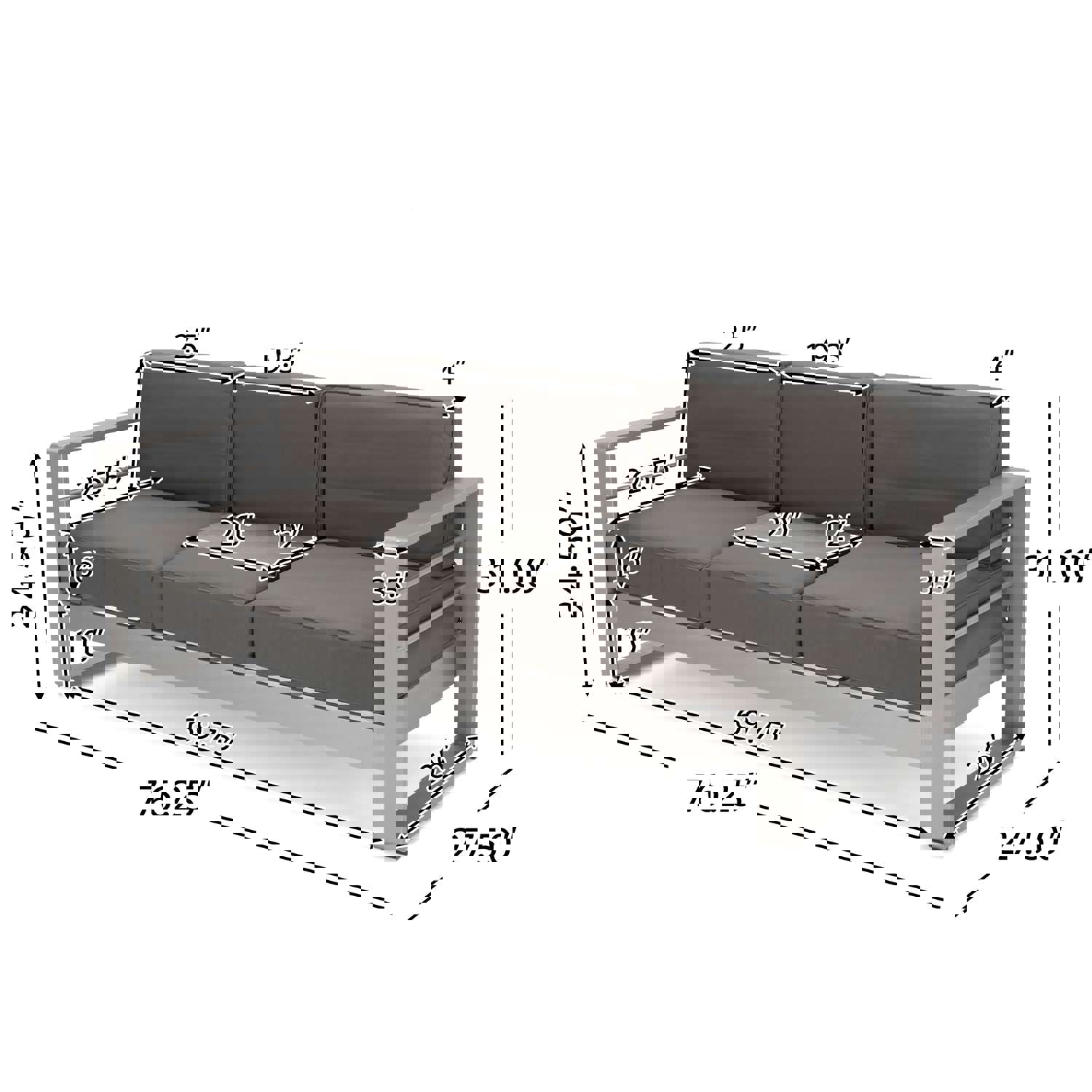 Coral Outdoor Aluminum 7 Seater Chat Set with Fire Pit