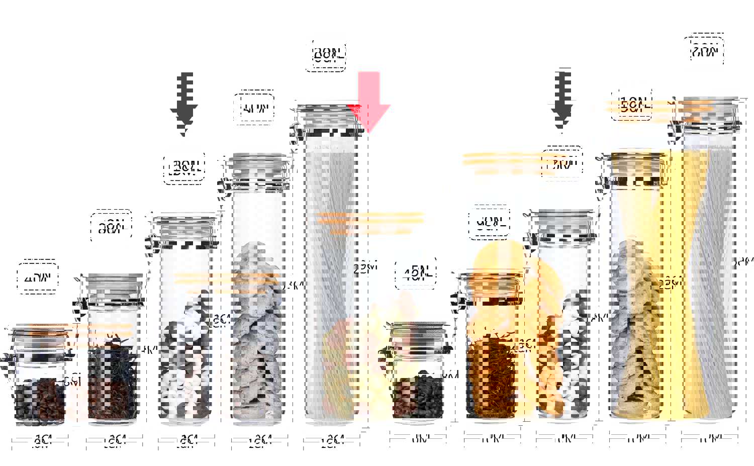 KKC Clear Borosilicate Glass Food Storage Jar with Bamboo Lid - 40 floz (1200 ML)