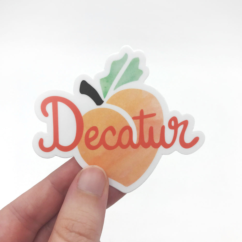 Decatur Peach Vinyl Sticker - Waterproof & Scratch Resistant