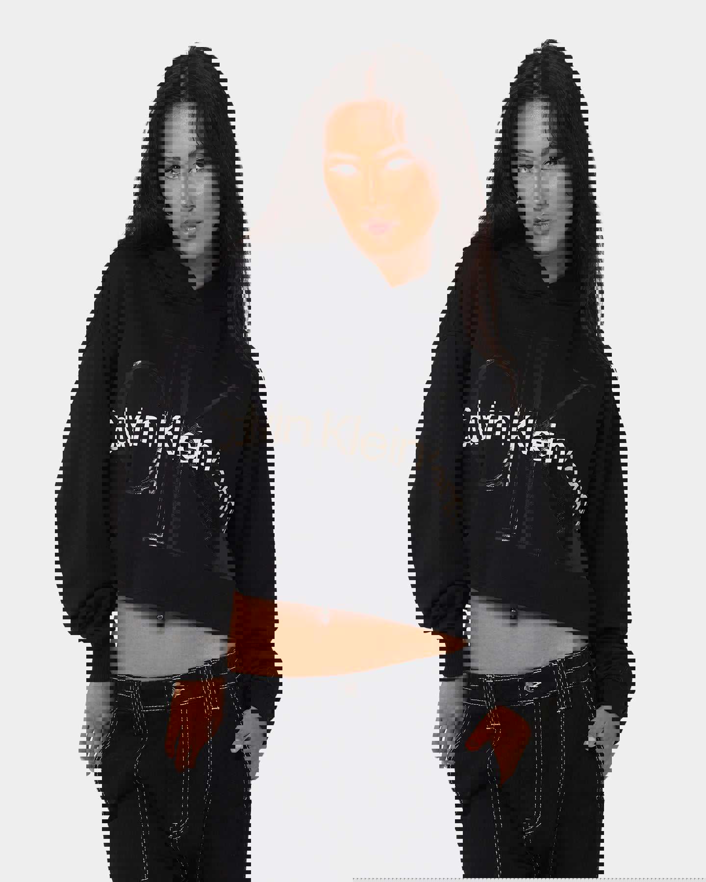 Calvin Klein Women's Glossy Monogram Hoodie CK Black