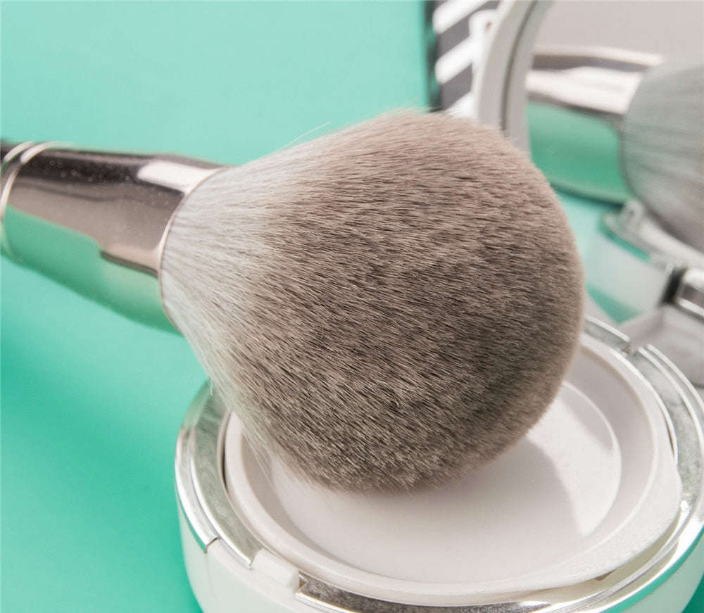 14pcs Professional Green Makeup Brushes Set - Soft Synthetic Hair for Foundation, Blush, Eyeshadow & More