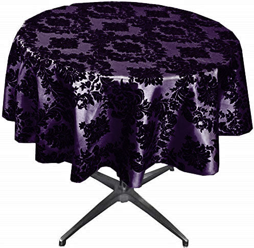 Purple Taffeta Flocking Damask Table Rounds for Wedding and Special Events