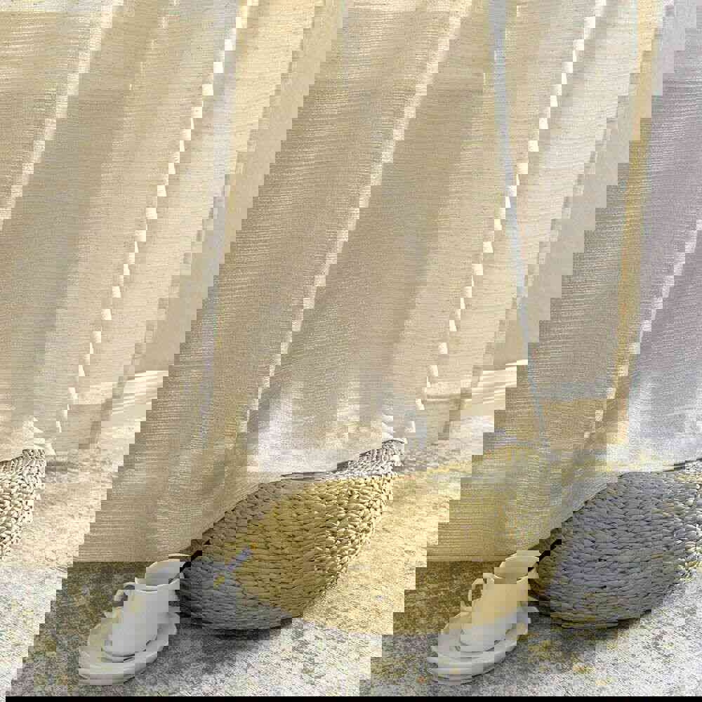 Linen Textured Sheer Curtains Rod Pocket Drapes for Bedroom (2 Panels)