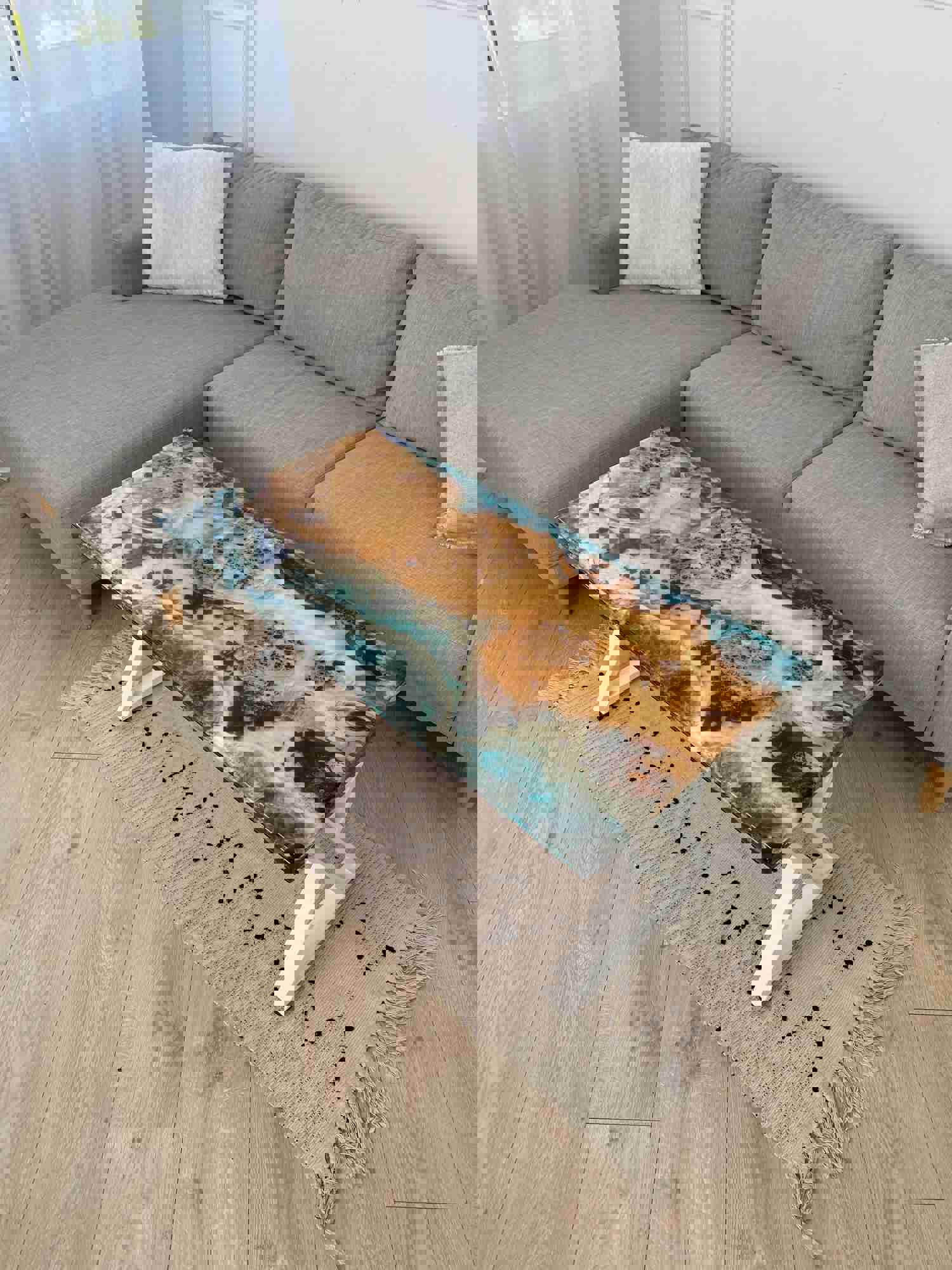 Modern Rectangular Epoxy Resin Coffee Table