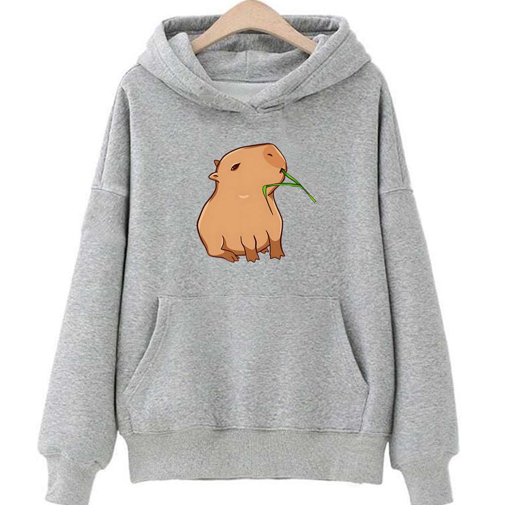 Oversized Capybara Hoodie - Comfortable Pullover with Round Neck