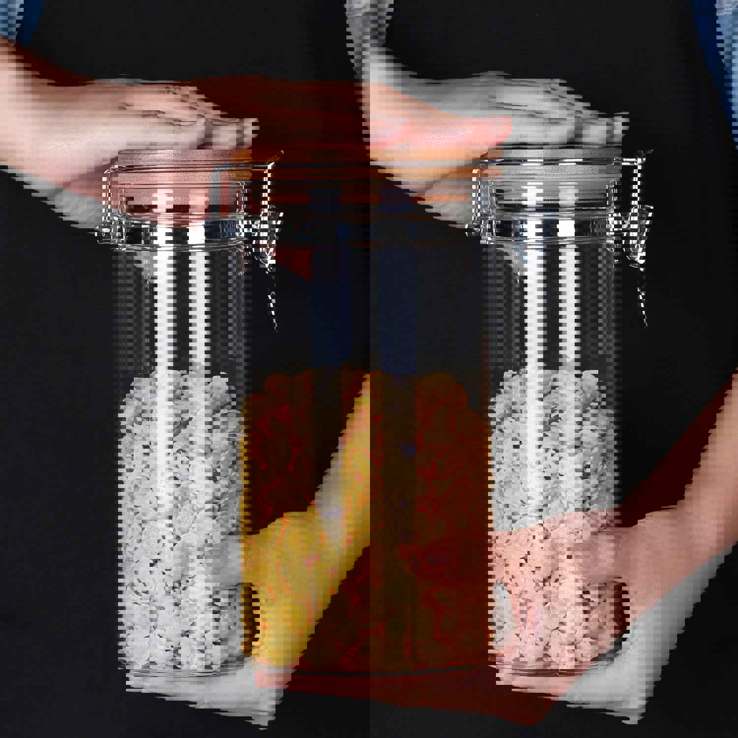 KKC Clear Borosilicate Glass Food Storage Jar with Bamboo Lid - 40 floz (1200 ML)