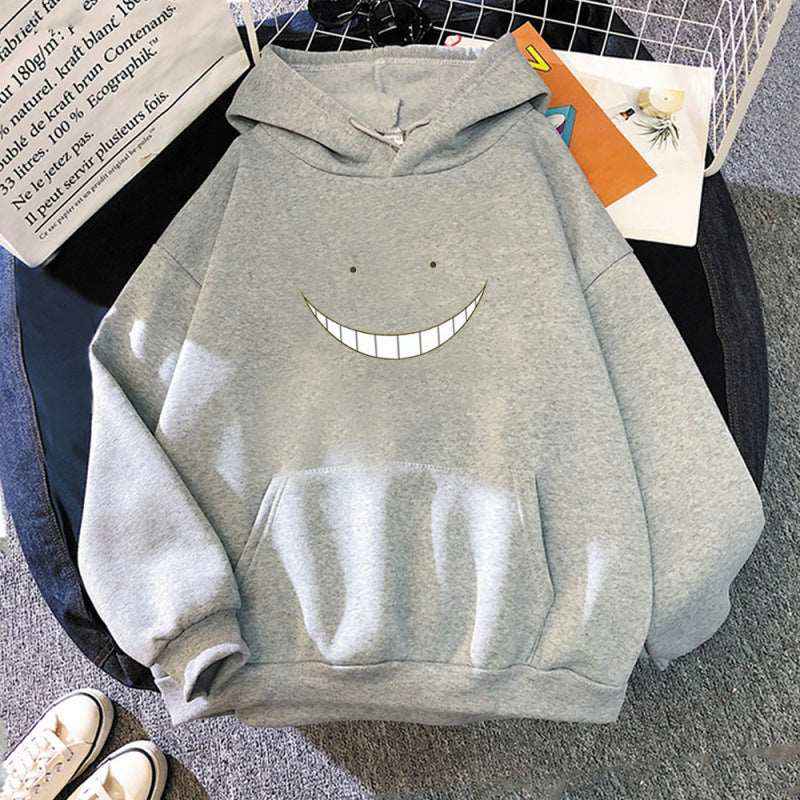 Fine-Lined Smiley Face Hoodie