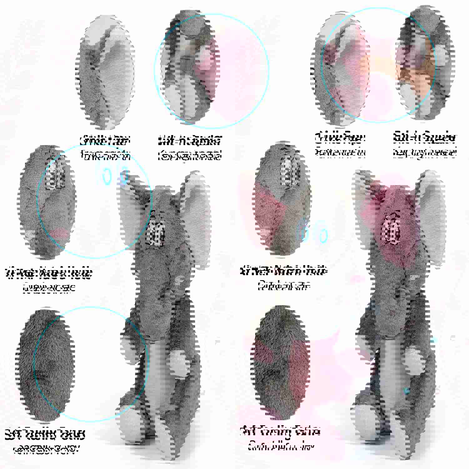 IOKHEIRA Indestructible Dog Plush Toys for Aggressive Chewers with Squeaky Sound and Crinkle Paper