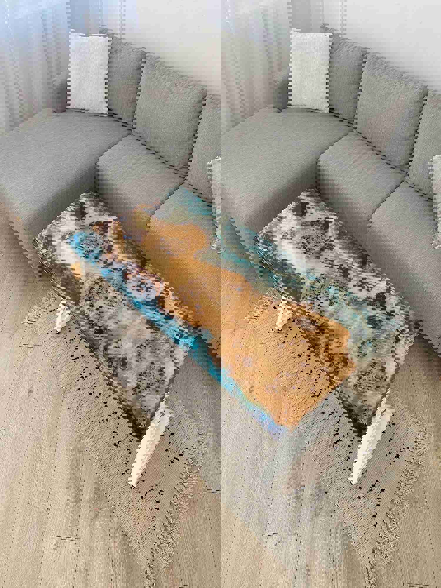 Modern Rectangular Epoxy Resin Coffee Table