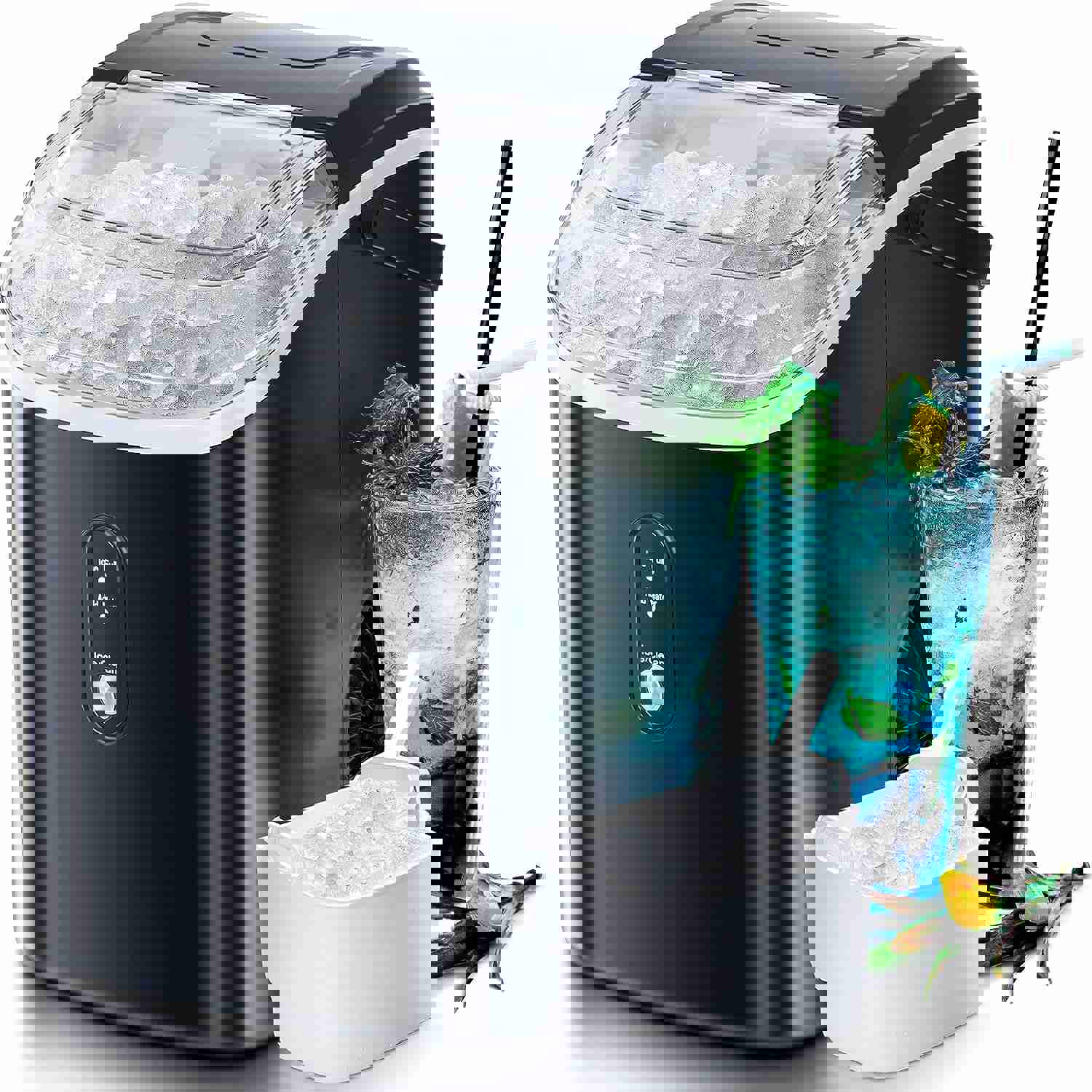 Nugget Countertop Ice Maker with Soft Chewable Pellet Ice, 34Lbs/24H, Self-Cleaning, Black