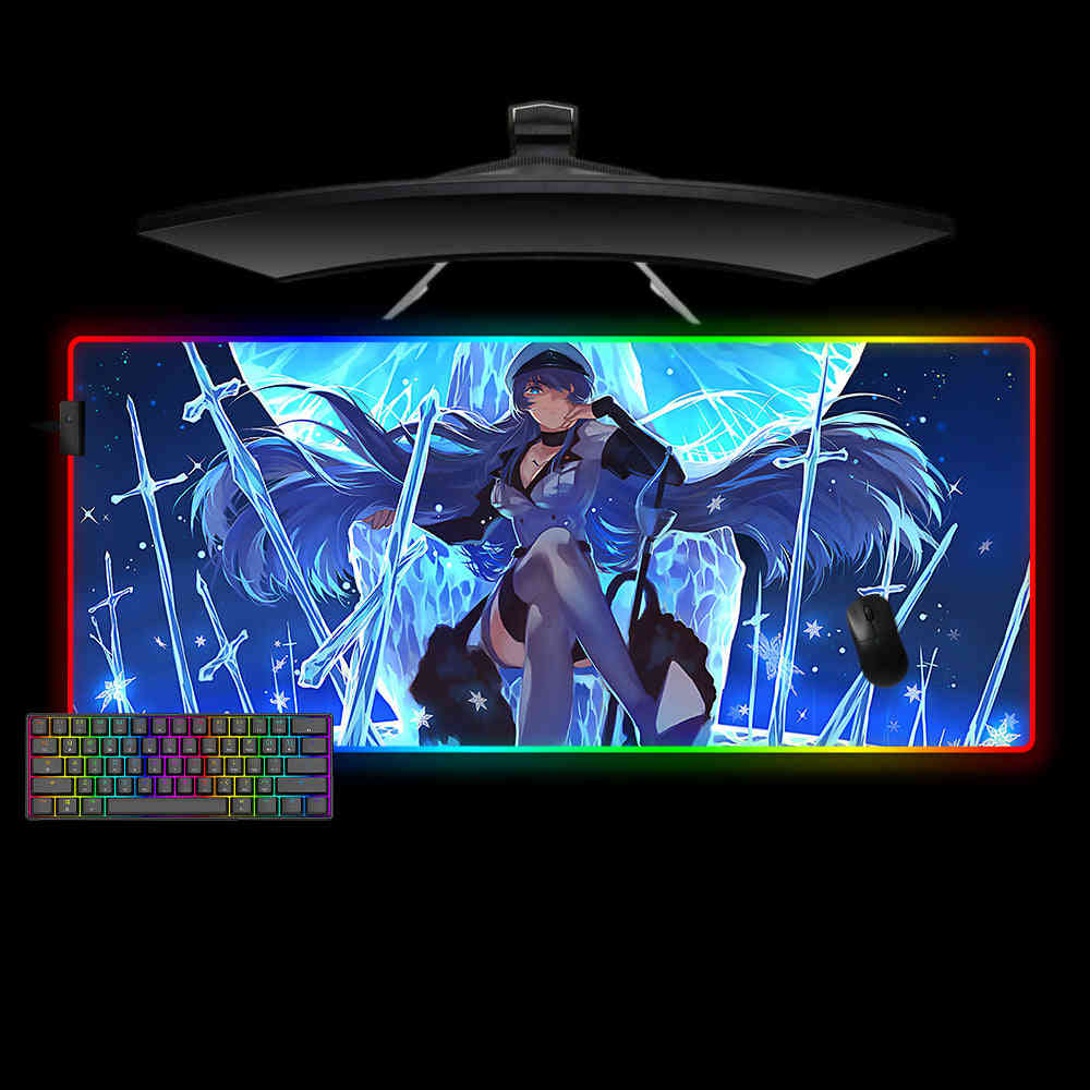 Esdeath The Ice Queen Design RGB Gaming Mouse Pad with LED Lighting, M-XXL Size