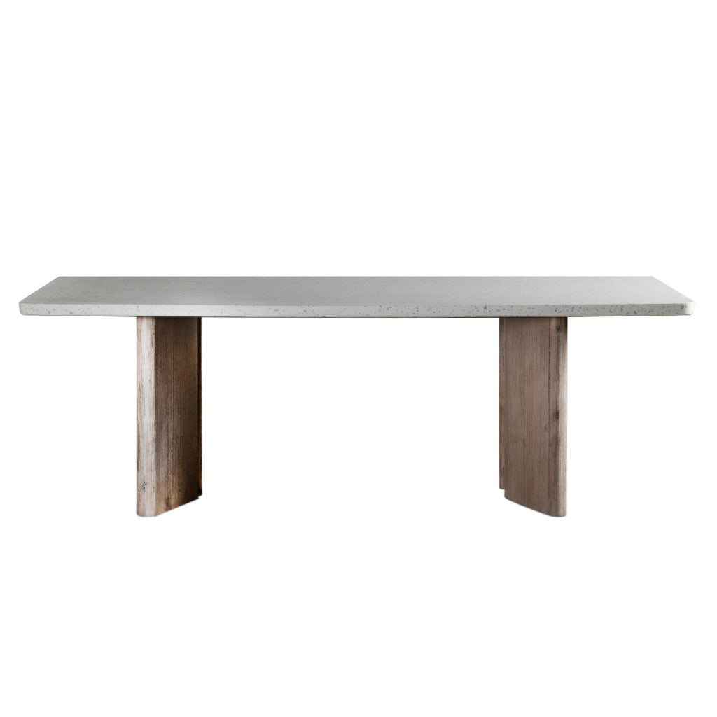 Milley White Terrazzo and Antique Acacia Rectangular Dining Table