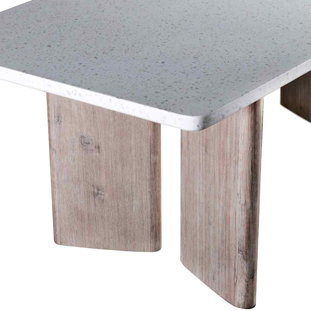 Milley White Terrazzo and Antique Acacia Rectangular Dining Table