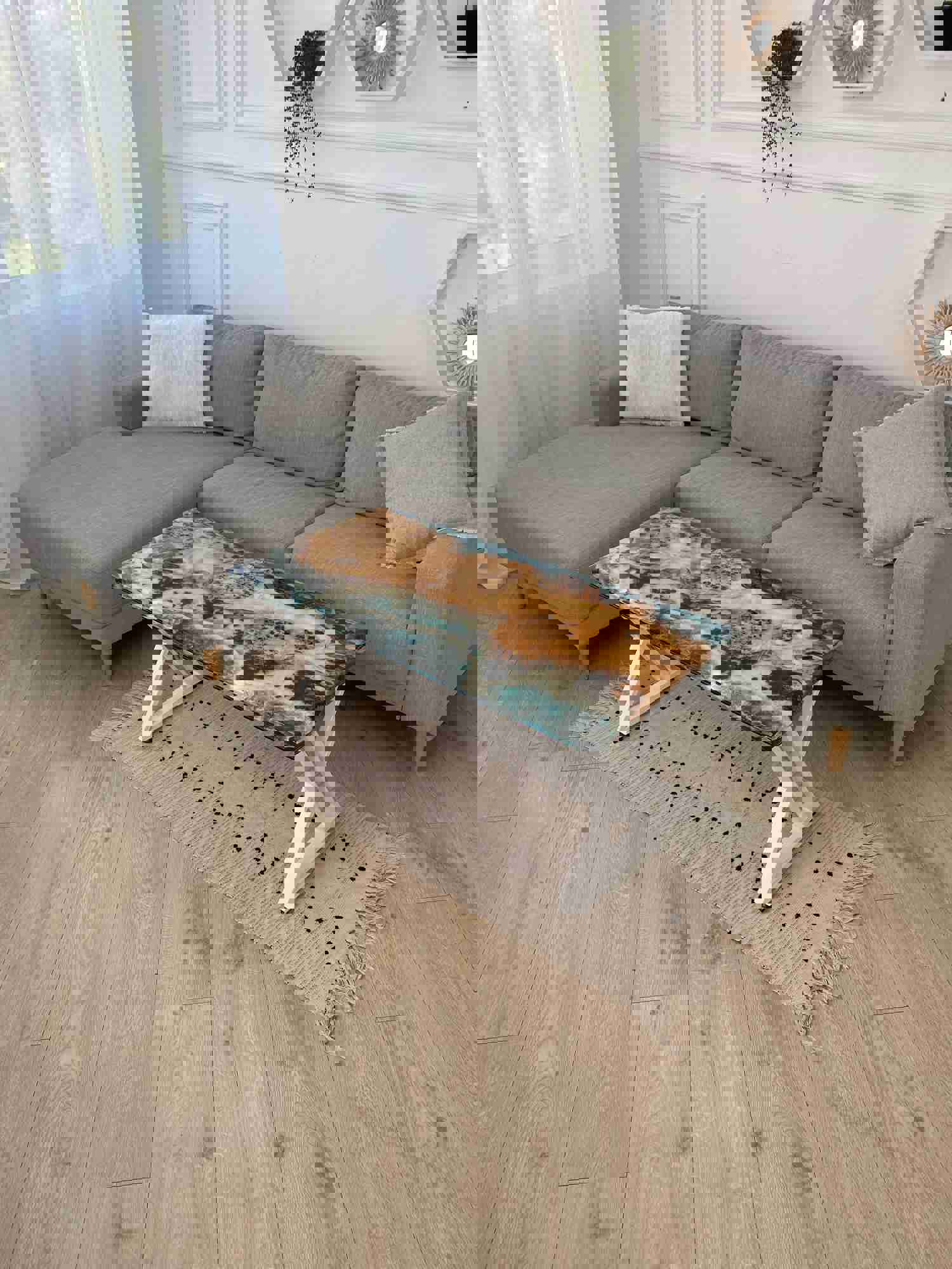 Modern Rectangular Epoxy Resin Coffee Table