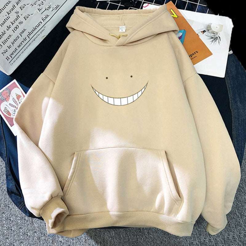 Fine-Lined Smiley Face Hoodie