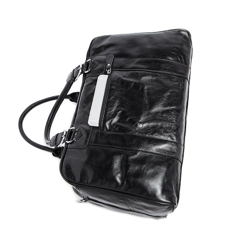 Leather Men Black Large Travel Bag Overnight Weekender Business Bag
