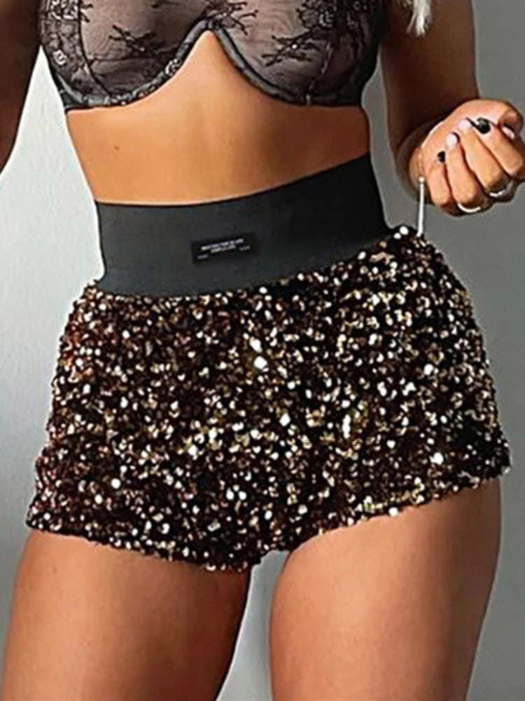 Summer High Waist Glitter Shorts for Women - Sexy Skinny Party Nightclub Streetwear Fashion