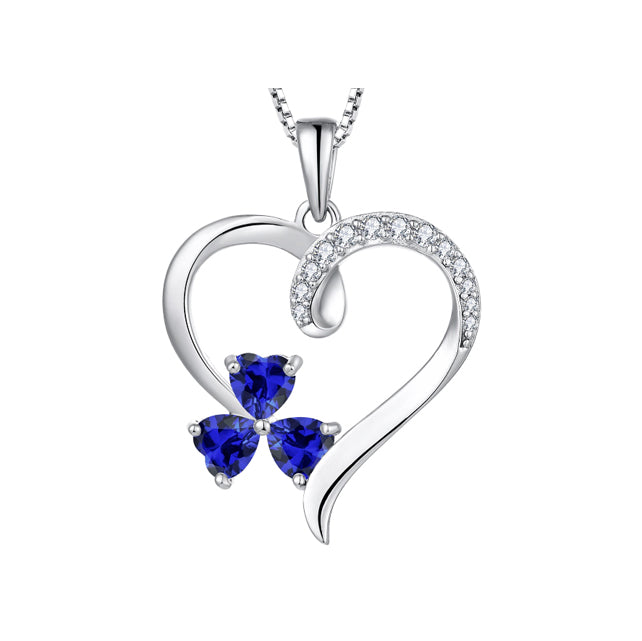 Yeelery Shamrock Heart Pendant Necklace - 925 Sterling Silver with 18K White Gold Plated