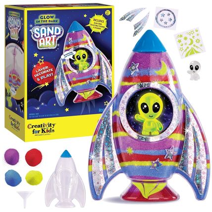 Glow in the Dark Sand Art Rocket Ship Kit for Kids