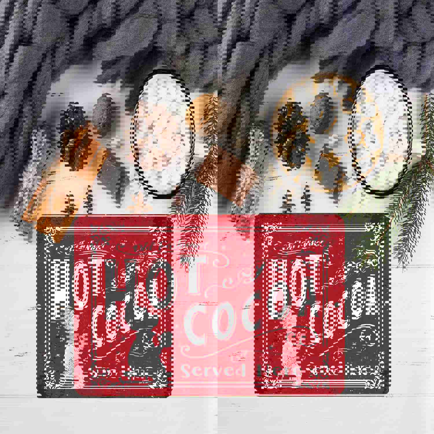 Old Fashioned Hot Cocoa - Red Nostalgic Kitchen Metal Sign