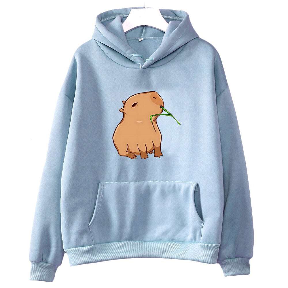 Oversized Capybara Hoodie - Comfortable Pullover with Round Neck
