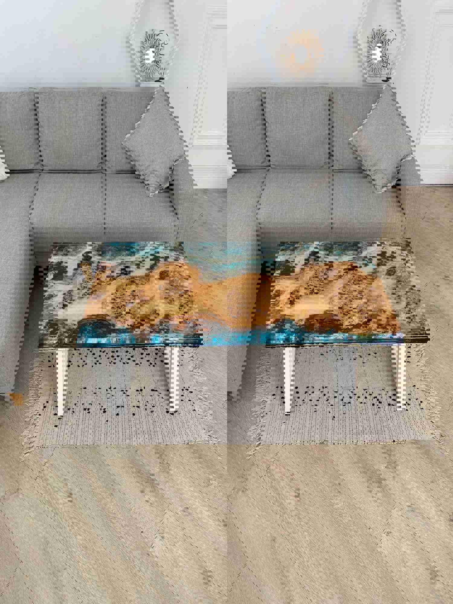 Modern Rectangular Epoxy Resin Coffee Table