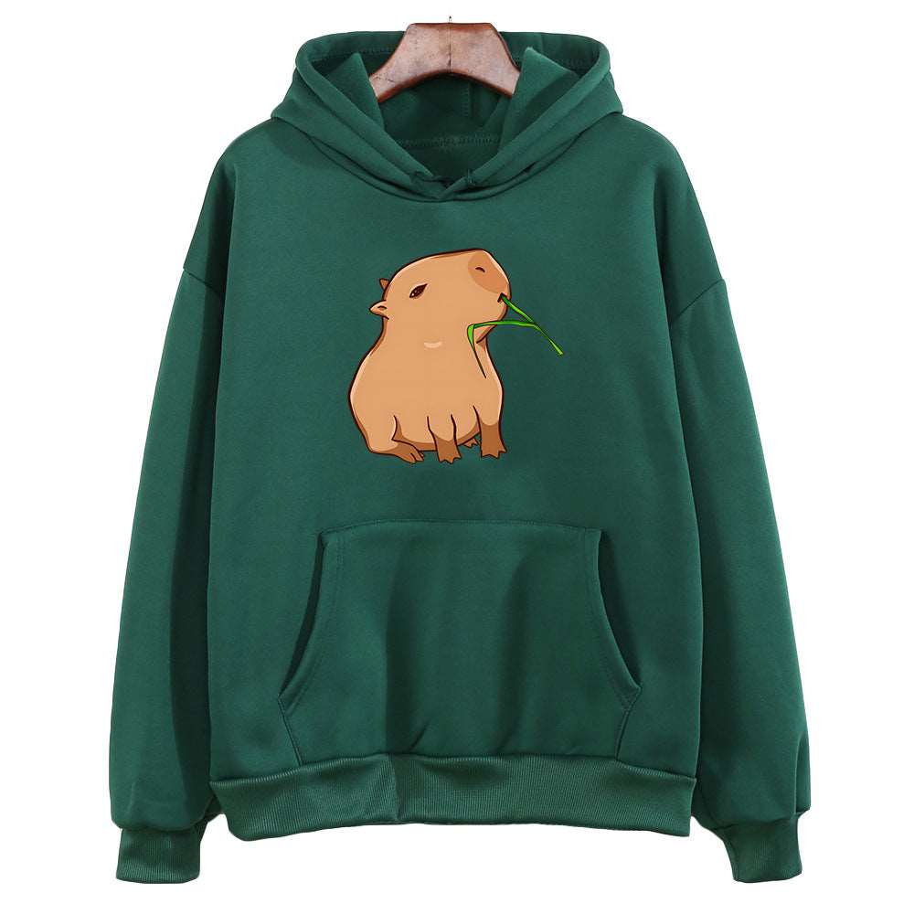 Oversized Capybara Hoodie - Comfortable Pullover with Round Neck